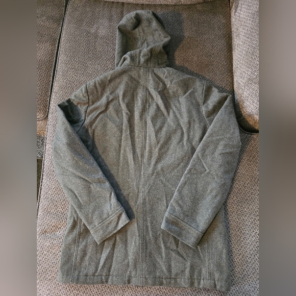 Banana Republic Green Wool Blend Winter Jacket Men Coat Hoodie Green Rare Heavy - Picture 14 of 16